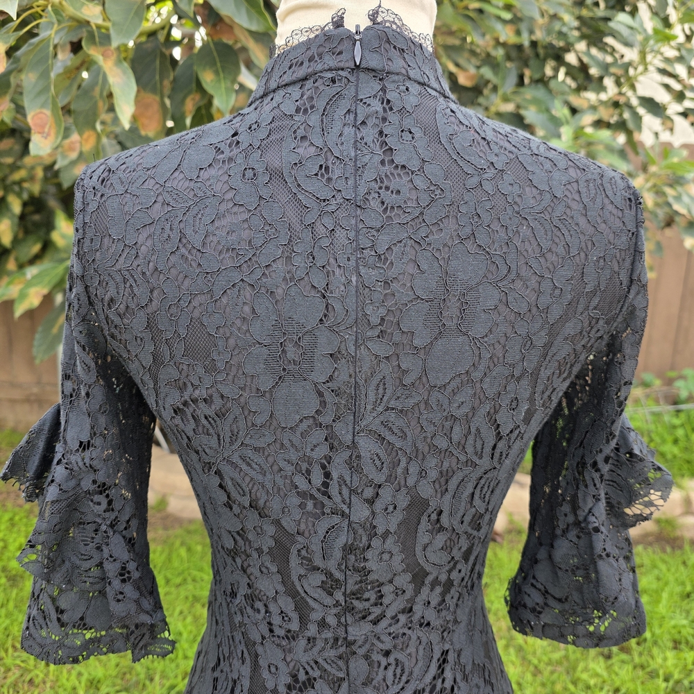 La Pateau Long Black Intricate Lace Dress Size Small Witchy Goth - Picture 8 of 13